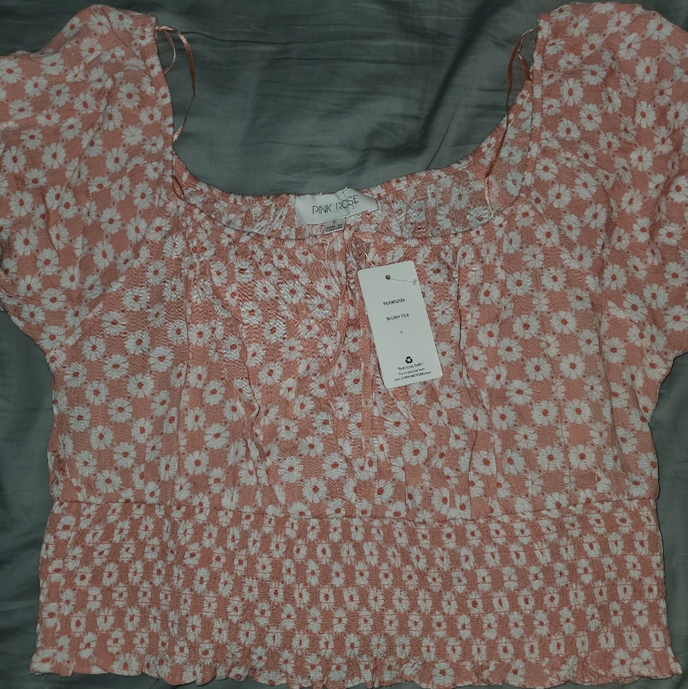 Pink Daisy Crop Top